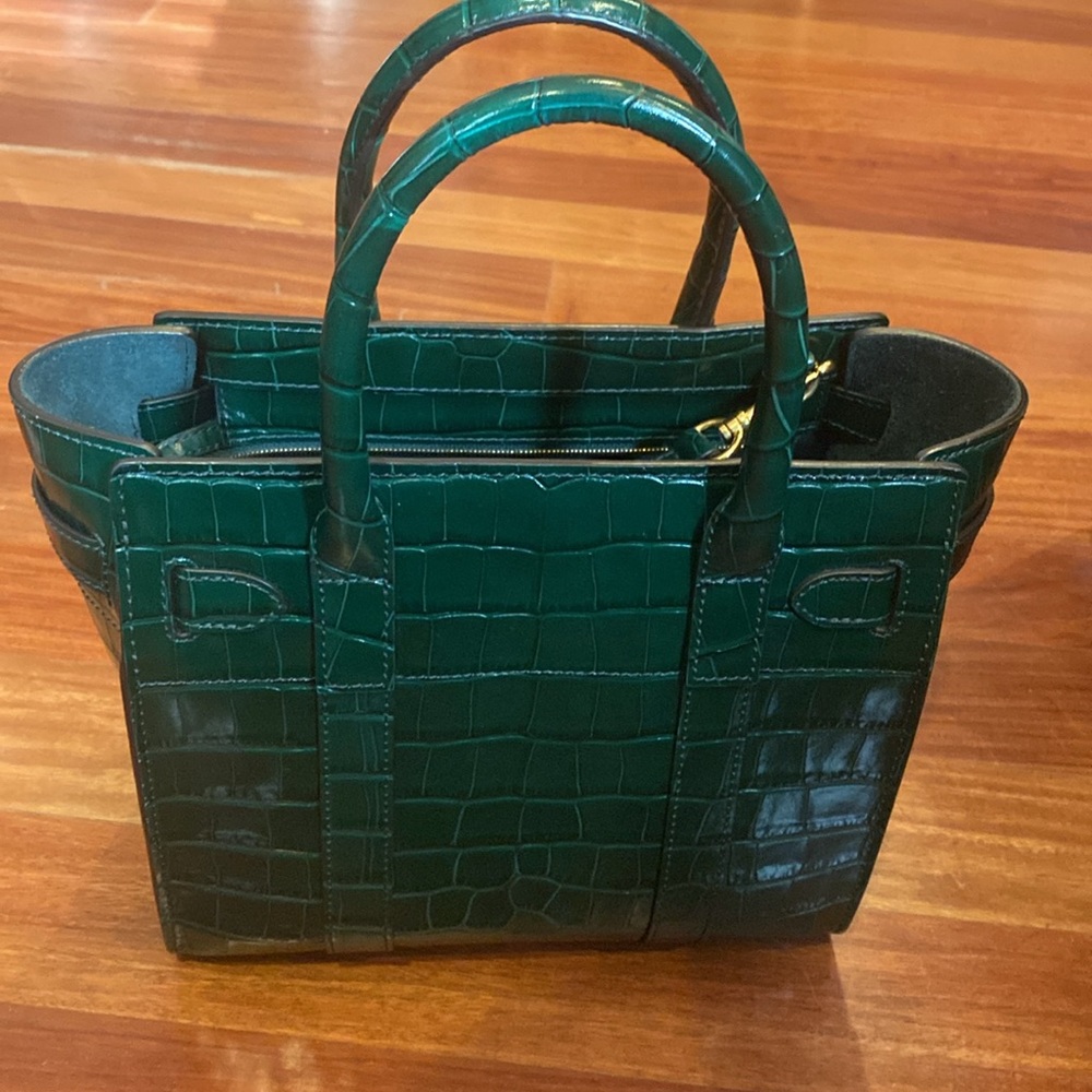 Mulberry Green Croc-Embossed Leather Crossbody Tote - Picture 3 of 6